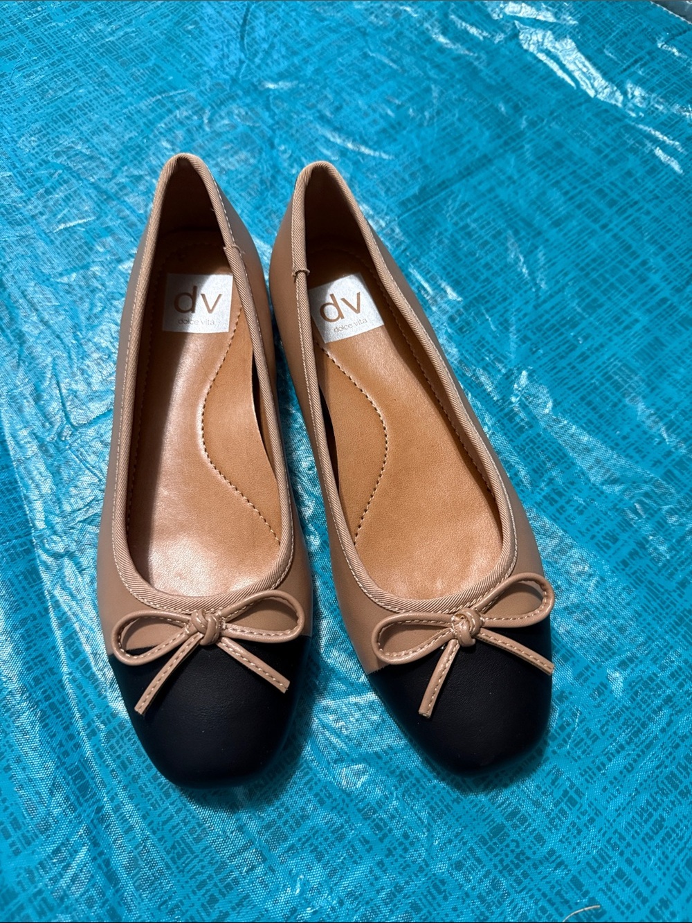 DV by Dolce Vita Two-Tone Nude and Black Ballet Flats